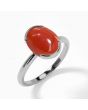 Coral (Special Quality) Silver Dual-Claw Ring (R4)