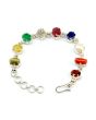 Navratna Sterling Silver Bracelet with all Nine Natural Gemstones for Navgraha Lab Certified Gm 44.16