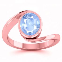 Blue Sapphire (Special Quality) Rose Gold Wave Ring (R3)