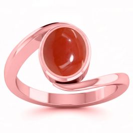 Coral (Special Quality) Rose Gold Wave Ring (R3)