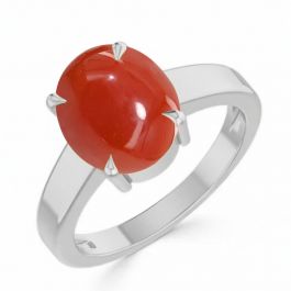 Coral (Special Quality) Silver Classic Solitaire Ring (R2)