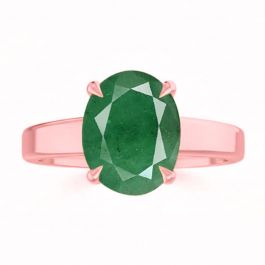 Emerald (Special Quality) Rose Gold Classic Solitaire Ring (R2)