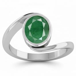 Emerald (Special Quality) Silver Wave Ring (R3)