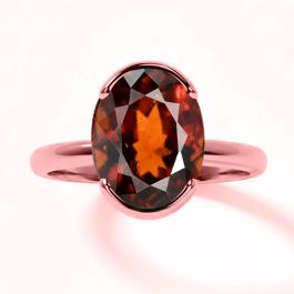 Gomed (Special Quality) Rose Gold Dual-Claw Ring (R4)