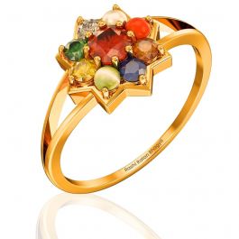 Star Petal Navratna Women's Ring