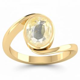 Yellow Sapphire (Special Quality) Gold Wave Ring (R3)