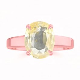 Yellow Sapphire (Special Quality) Rose Gold Classic Solitaire Ring (R2)