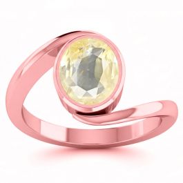 Yellow Sapphire (Special Quality) Rose Gold Wave Ring (R3)